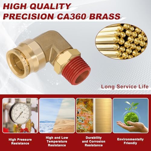 90° Swivel Male Elbow, 3/4" Tube x 1/2" NPT, DOT Approved 5PCS - Image 2