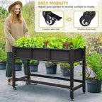 DWVO Raised Garden Bed HDPE with Wheels 47x18x31in Weather-Resistant Poly Wood Raised Planter Box Outdoor with Legs, Elevated Planter Box for Patio Balcony Backyard, Black - Image 4