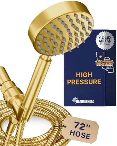 HammerHead Metal 1-Spray Shower Head with Handheld High Pressure, Long Hose by HammerHeadShowers