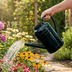 LONGRUN 2.3 Gallon Dark Green Metal Watering Can Gold Nozzle for Plants and Garden with Removable Spout, Made of Galvanized Iron - Image 7