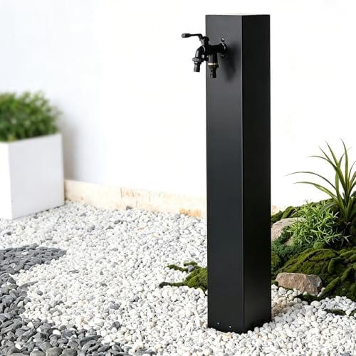 Outdoor Stainless Steel Garden Water Column - Freestanding Hose Stand with Double Outlet Faucet, Decorative Yard Hydrant Fountain for Patio & Backyard (27.5 x 4.7 in) by Unknown