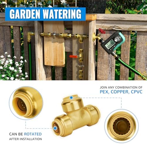 SUNGATOR 12-Pack 3/4 Inch Tee, Push-to-Connect Plumbing Fittings, Brass - Image 4