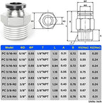 TAILONZ PNEUMATIC Male Straight 3/8 Inch Tube OD x 1/2 Inch NPT Thread Push to Connect Fittings PC-3/8-N4 (Pack of 20) - Image 2