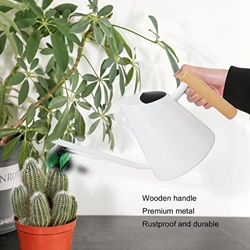 Tyenaza Watering Can Indoor Plants, Stainless Steel Long Spout Watering Pot with Wooden Handle, Modern Decorative Watering Pot for Garden Bonsai Indoor Outdoor (White) - Image 6