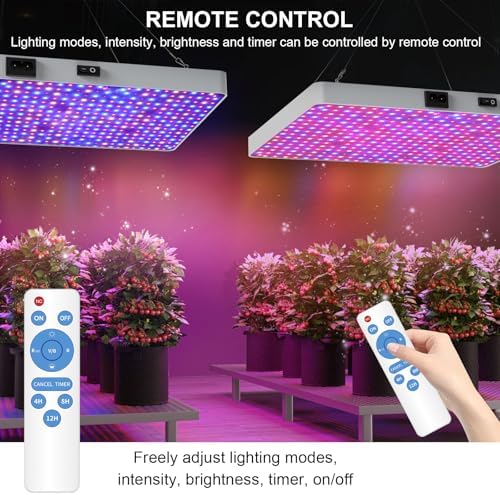 Remote Control LED Grow Light, 100 Watt Dimmable Full Spectrum Plant Light, 3 Lighting Modes Grow Lights for Indoor Plants Seed Starting Seedlings Vegetable, Hanging Growing Lamp for 2x2/3x3 Grow Tent - Image 2