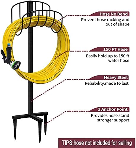 Heavy Duty Metal Water Hose Storage Stand Rack, Freestanding Garden Hose Holder Hanger - Image 2