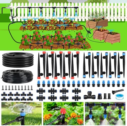 240FT Drip Irrigation System Kit, Automatic Garden Watering System by HEYRSUN