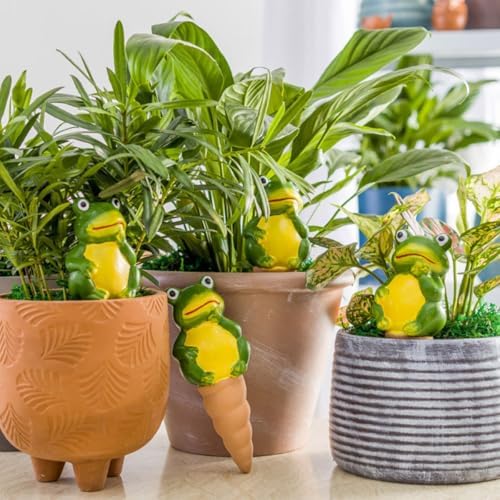 FRCOLOR 4pcs Frog Shape Terracotta Plant Watering Globes Self-Watering Spikes for Indoor and Outdoor Plants Automatic Ceramic Drip Irrigation Tool Set - Image 4