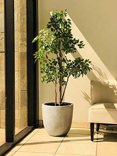 Kante Large 18" Round Concrete Planter, Modern Bowl Plant Pot for Home - Image 2