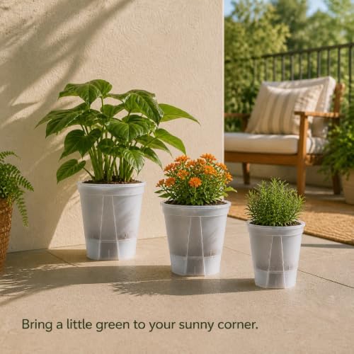 Shape & Use Self Watering Pots for Indoor Plants, Clear Plant Pots with Drainage and Deep Reservoir, 9 Pack Self Watering Planter Set, 3 Sizes 4.72", 5.91", 7.09" - Image 7