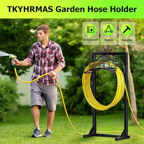 Garden Hose Holder, Super Stable Water Hose Holders Stand Holds 160-Feet Hose, Detachable Freestanding Hose Storage Hanger Rack for Outside Yard Lawn Farm, Black - Image 4