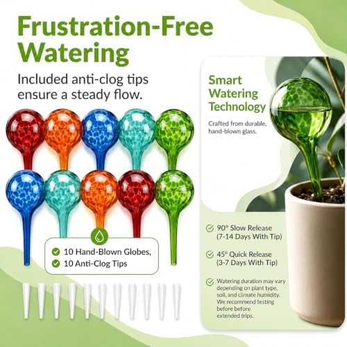 Plant Watering Globes 10 Pack– Self Watering Bulbs, Indoor & Outdoor Plants - Image 3