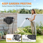 wikiwiki Retractable Garden Hose Reel, 1/2" x 130FT, Auto Rewind Wall Mount - Image 2
