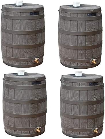 Good Ideas Rain Wizard Water Collection Barrel, 50 Gallon, Oak, 4 Pack by GoodIdeas