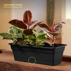 Bloem Dura Cotta 18" Plastic Window Box Planter with Saucer, Black, 3-Pack - Image 4