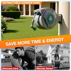 1/2" x 130 ft Retractable Garden Hose Reel, Heavy Duty Water Hose Reel - Image 2