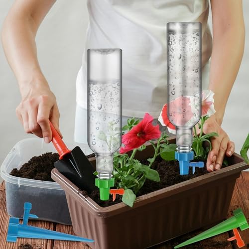 8 Set Plant Watering Devices with Self Spikes and Plastic Bottles, Clear - Image 2