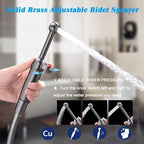 SonTiy Handheld Bidet Sprayer for Toilet, Cloth Diaper Sprayer Set Hand Held Bidet Jet Spray for Toilet with Backflow Preventer, Adjustable Water Pressure Control, Brass, Black Stainless - Image 4