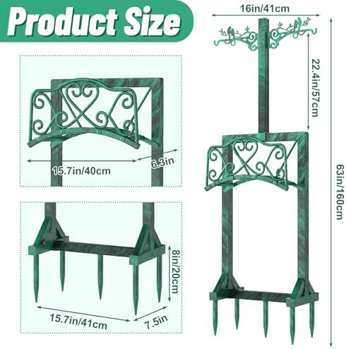 Garden Hose Holder for Outside, Upgraded Water Hose Holders with 2 Shepherds Hooks,Freestanding Heavy Duty Hose Stand Hose Hanger Hose Storage Hose Reel Rack for Yard Lawn Farm(Antique Green) - Image 2