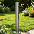 304 Stainless Steel Vertical Garden Water Column, Freestanding Hose Stand with Faucet, Outdoor Antifreeze Faucet Dispenser, Hydrant Water Feature Fountain(Slim Height: 86cm/33.9in) by SXBHDM