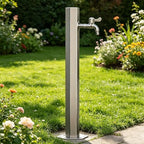 304 Stainless Steel Vertical Garden Water Column, Freestanding Hose Stand with Faucet, Outdoor Antifreeze Faucet Dispenser, Hydrant Water Feature Fountain(Slim Height: 86cm/33.9in) by SXBHDM
