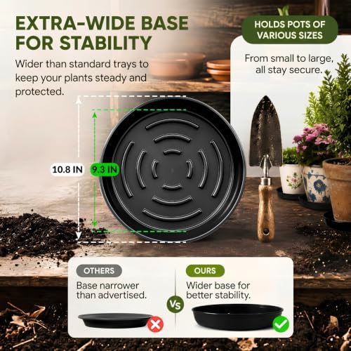 10 Pack Plant Trays 9 inch Heavy Duty Plant Saucers for Indoor Outdoor Use - Image 2