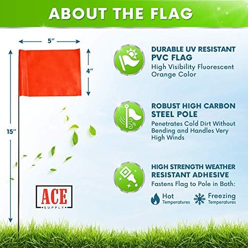 Fluorescent Orange Yard Marking Flags - 4x5x15 Inch Marker Flags - 200 Pack - Markers For Lawn, Irrigation, Landscaping, Survey & Sprinkler Head Marking - Image 2