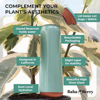 Terracotta Watering Spikes 2 Pack 17.5oz Capacity Plant Watering Devices Self Watering Spikes Large Plant Watering Globes Self Watering Planter Insert AcquaTerra with Root Dibber Installer - Image 3