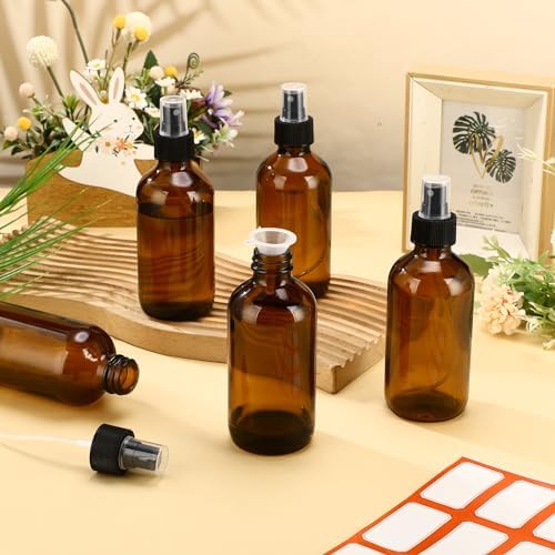 Norme 12 Pcs 8 oz Glass Spray Bottles, Funnels and Labels, Amber, Stylish - Image 7