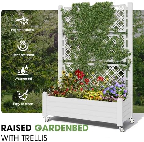 Fancyango Raised Garden Bed with Wheels 61.2" H -Ashen - Image 6