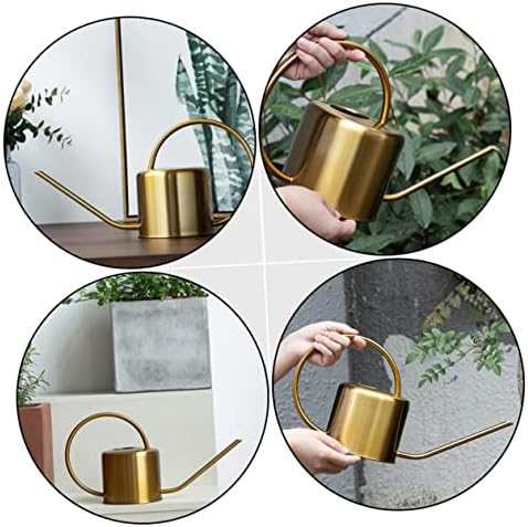 Garden Watering Can 1300ml Stainless Steel, Golden, Portable - Image 5