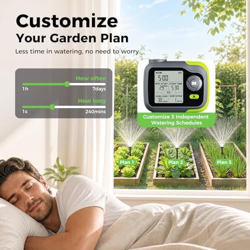Sprinkler Timer, Watering Timer for Garden Hose, Programmable Hose Faucet Timers w/Rain Delay, Outdoor Soaker Automatic& Manual Drip Irrigation Controller System for Lawn Yard Greenhouse - Image 2
