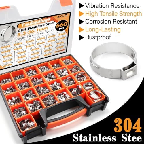 660Pcs 26 Sizes Single Ear Hose Clamps Kit,5.3-36.1mm - Image 2