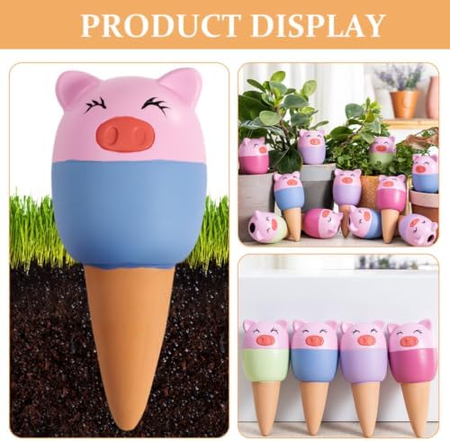 WOONEKY 4pcs Terracotta Pig Shaped Plant Watering Spikes with Drip Irrigation Design for Optimal Moisture Levels Self Watering Globes for Indoor Plants - Image 5