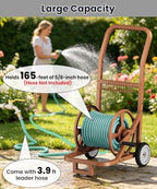 Artigarden Garden Hose Reel Cart with Wheels, Outdoor Water Hose Reel Brown - Image 3