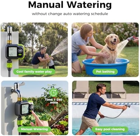 Sprinkler Timer, Watering Timer for Garden Hose, Programmable Hose Faucet Timers w/Rain Delay, Outdoor Soaker Automatic& Manual Drip Irrigation Controller System for Lawn Yard Greenhouse - Image 5