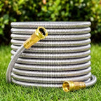 Heavy Duty Stainless Steel Garden Hose – 25FT Flexible Metal Water Hose, Anti-Kink & Crush Resistant, Leakproof Brass Fittings, Adjustable Brass Nozzle – Perfect for Lawn Watering, Car - Image 7