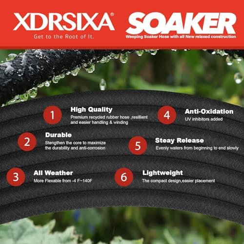 Soaker Hose 5/8 Inch 100FT Heavy Duty, Slow Release Drip Irrigation for Large Farms, Acreage & Sprawling Gardens, Leak-Proof - Image 4