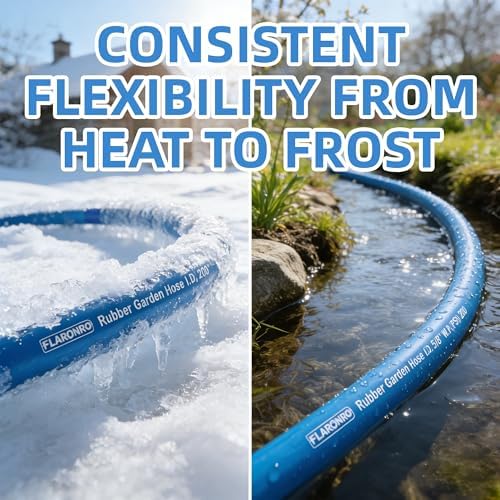 5/8 IN. × 75FT. Heavy Duty Rubber Garden Hose, High Flow 5/8" I.D. Brass Fitting No Memory Durable Heavy Duty Water Hose for Watering, Irrigation, Water Transfer Pump - Image 5