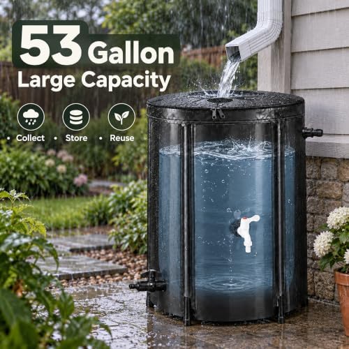 Rain Catchers for Outside, 53 Gallon Collapsible Rain Barrel with Spigot - Image 5