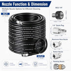Sewer Jetter Kit for Pressure Washer 200FT, 5800PSI Drain Cleaner Hose 1/4 Inch NPT Corner Rotating and Button Nose Sewer Jetting Nozzle Sewer Jetting Nozzles Kit with Spanner (200FT) - Image 3