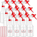 Gerrii 12 Pcs 24 oz Plastic Spray Bottles Adjustable Nozzle, Red by Gerrii