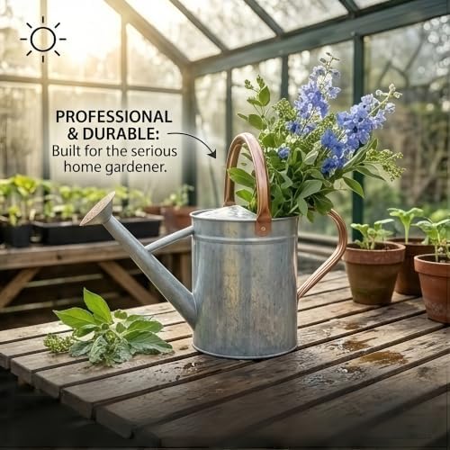 1 Gallon Galvanized Watering Can Outdoor, Large Garden Plant Watering Can - Image 7