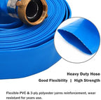 DAVCO 1.5" ID x 100 ft Pool Backwash Hose, Heavy Duty Reinforced Blue PVC Lay Flat Water Discharge Pump Hoses For Swimming Drain Pools and Clean Filters, with Brass NPT Pin Lug and KC Nipple Fittings - Image 5