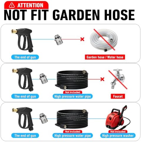 Sewer Jetter Kit for Pressure Washer 100 FT, Drain Cleaner Hose with Power Washer Gun, 1/4 Inch NPT Corner, Rotating and Button Nose Sewer Jetting Nozzle,Waterproof Tape, Pearl Corsage Pin, Spanner - Image 3