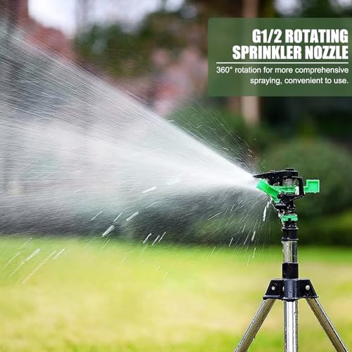 360 Degree Automatic Rotating Garden Water Impact Sprinkler G1/2, with Adjustable Tripod, Large Coverage Area, Auto Irrigation System for Plants Lawn Sprinkler - Image 2