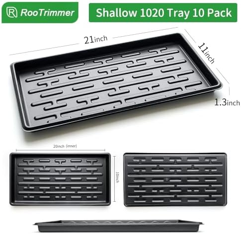 RooTrimmer Shallow 1020 Nursery Flat Trays Specialized for Holding & Carrying 200 Cell Plug Seedling Trays (Height is 1.3"),Microgreen Germination Trays,10 Pack, No Holes (YB01, 10Pcs) - Image 2