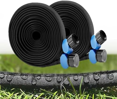 Garden Flat Soaker Hose 50ft 2 Pack for Garden Beds by Rolarhola