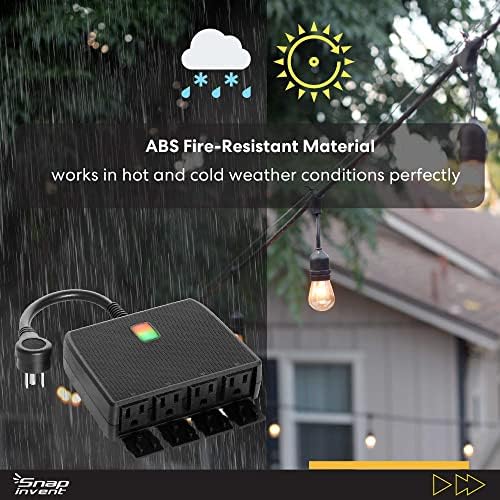 Smart Heavy Duty Outdoor Power Strip WiFi Plug Water-Resistant Socket, Electrical Power Extension Cord, Outlet Switch and Timer Works Remotely with Alexa, G Assistant (4 Sockets) Black - Image 5