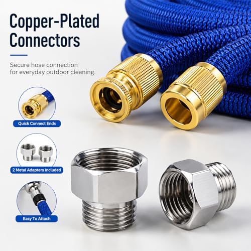 High Pressure Hose Nozzle with 32.8 ft Hose, Jet Sweeper Nozzle with 3/4 Garden Hose Adapter, Car Wash Hose Kit for Driveway Patio Yard Cleaning (34.4 ft Hose) - Image 2